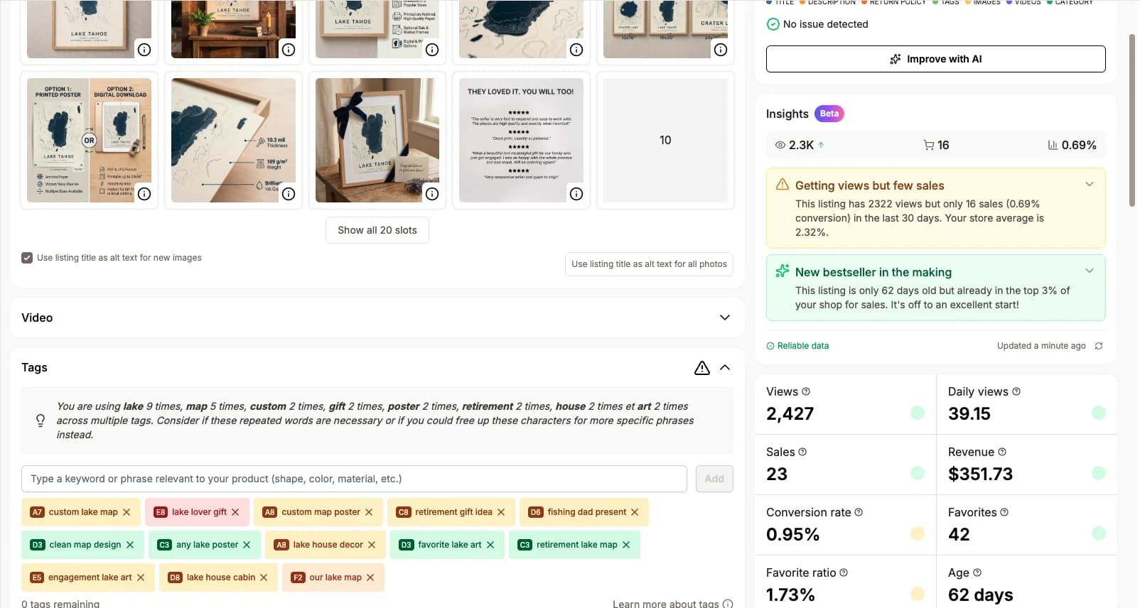Listing editor