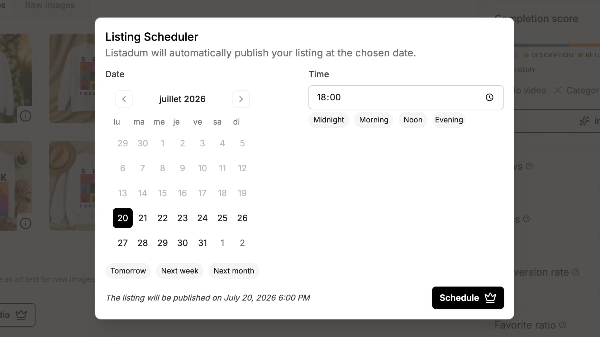 Listing scheduler