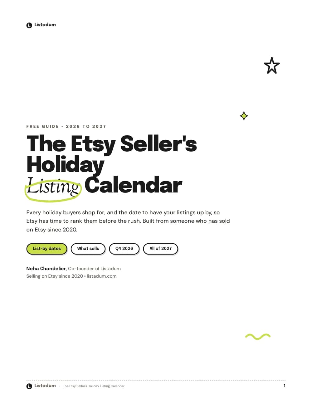 Couverture de Download our free Etsy Holiday Listing Calendar par Listadum