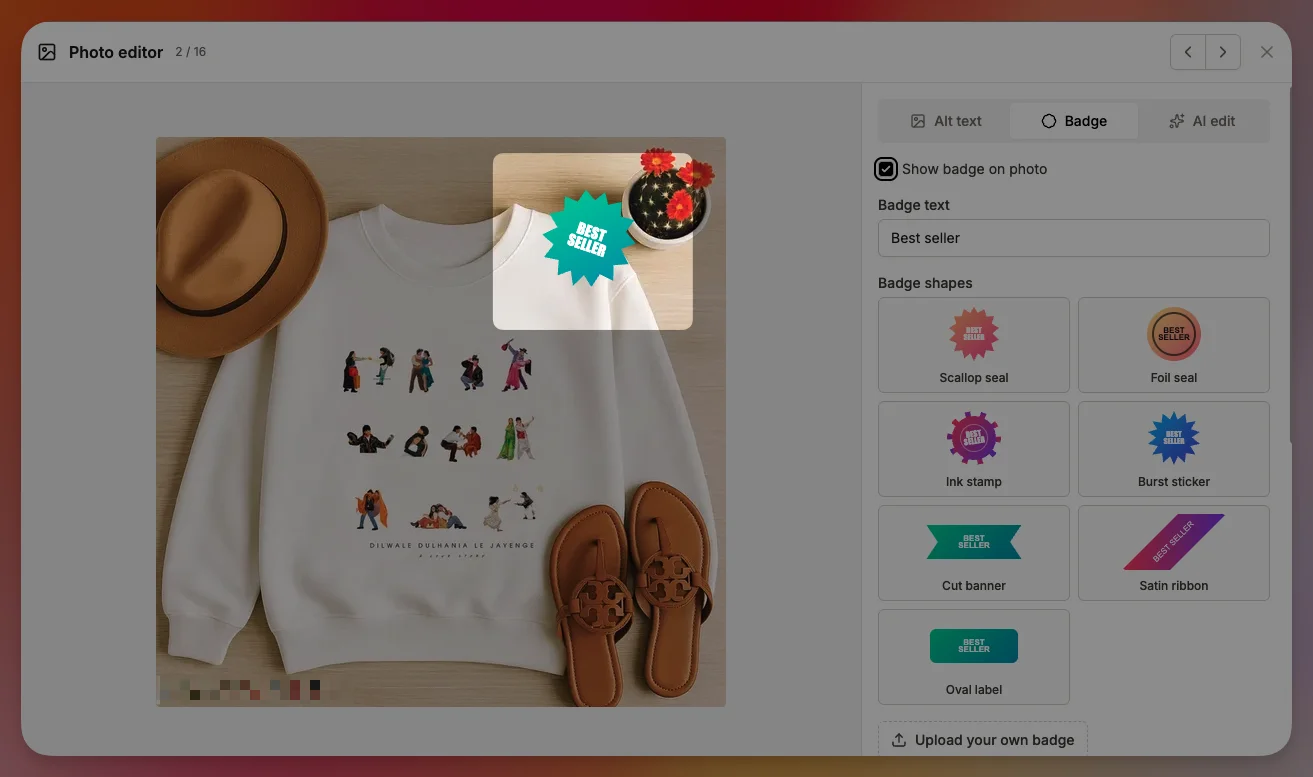 Add badges to product photos