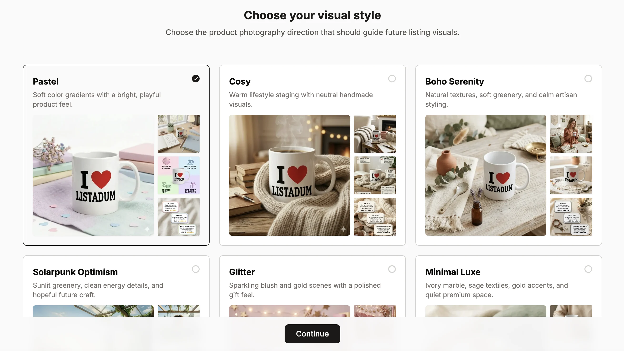 Choose a visual style for consistent images